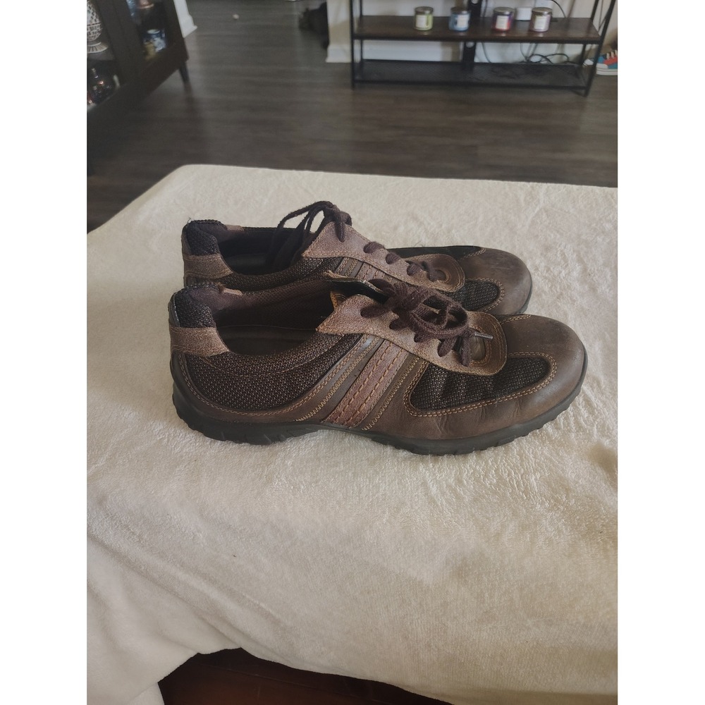 ECCO Mens Brown Leather Mesh Lace Up Sneakers Shoes Size 45